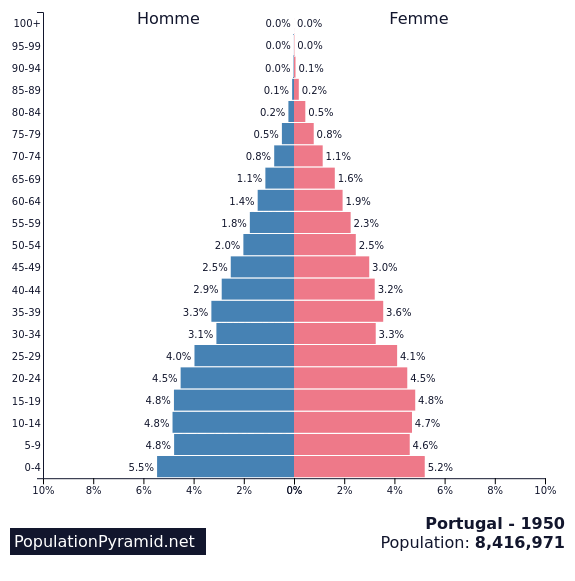 Animation of the population age pyramid between 1950 and 2100.